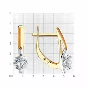 Золотые серьги с фианитами Swarovski