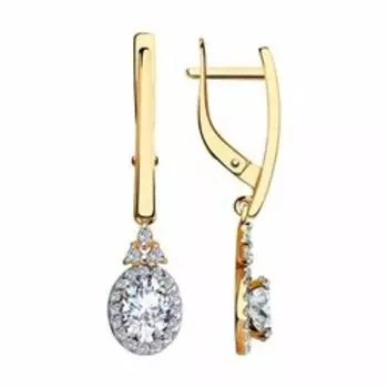 Золотые серьги с фианитами Swarovski