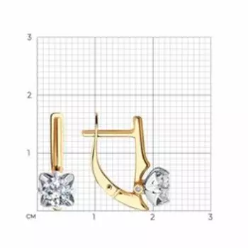 Золотые серьги с фианитами Swarovski