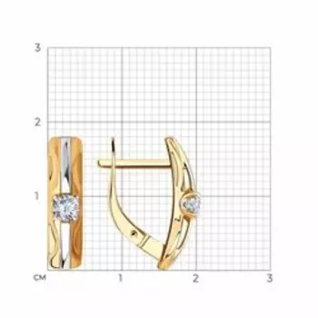 Золотые серьги с фианитами Swarovski