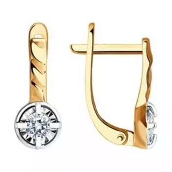 Золотые серьги с фианитами Swarovski