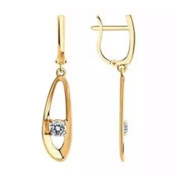 Золотые серьги с фианитами Swarovski