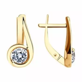 Золотые серьги с фианитами Swarovski