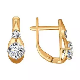 Золотые серьги с фианитами SWAROVSKI