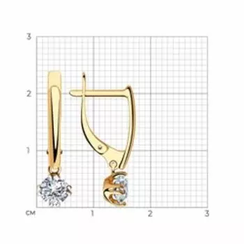 Золотые серьги с фианитами Swarovski