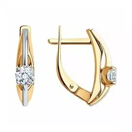 Золотые серьги с фианитами Swarovski