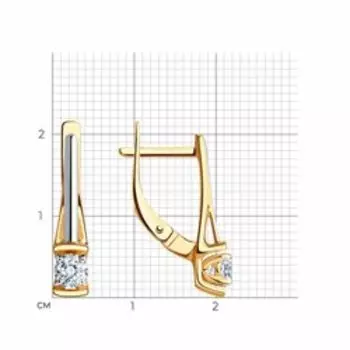 Золотые серьги с фианитами Swarovski