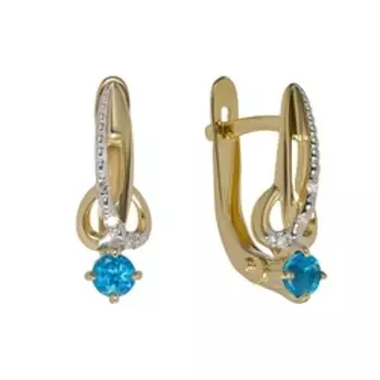 Золотые серьги с голубым апатитом и бриллиантами