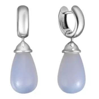 Золотые серьги с голубыми халцедонами