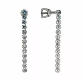 Золотые серьги с голубыми и бесцветными фианитами