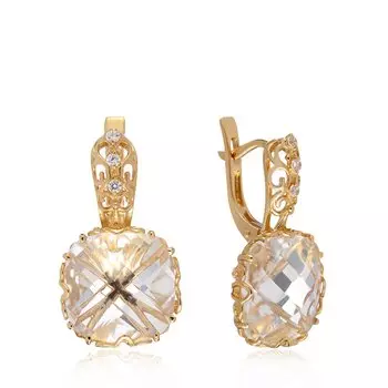 Золотые серьги с горным хрусталем