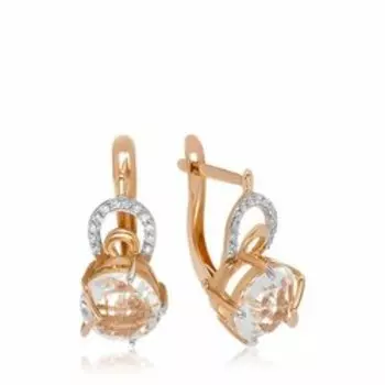 Золотые серьги с горным хрусталём