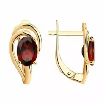 Золотые серьги с гранатами