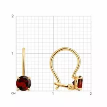 Золотые серьги с гранатами