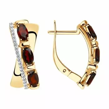 Золотые серьги с гранатами