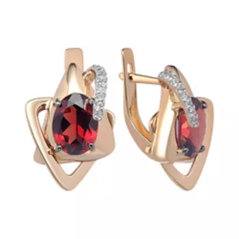 Золотые серьги с гранатами и топазами