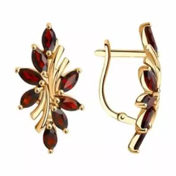 Золотые серьги с гранатом