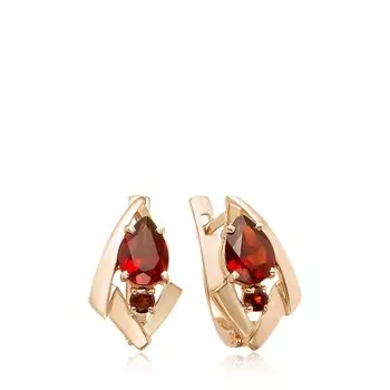 Золотые серьги с гранатом