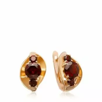 Золотые серьги с гранатом