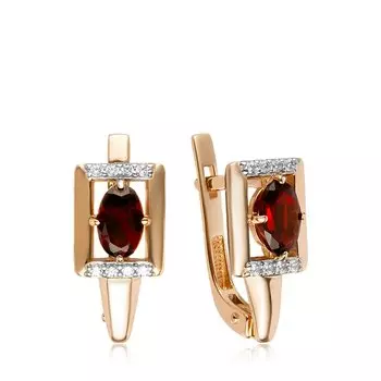 Золотые серьги с гранатом