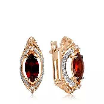 Золотые серьги с гранатом