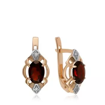 Золотые серьги с гранатом
