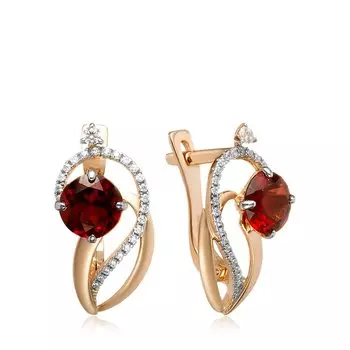 Золотые серьги с гранатом