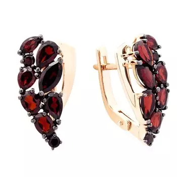 Золотые серьги с гранатом