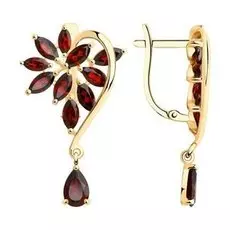Золотые серьги с гранатом