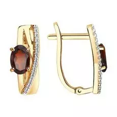 Золотые серьги с гранатом