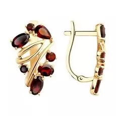 Золотые серьги с гранатом