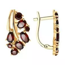 Золотые серьги с гранатом