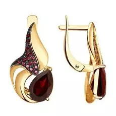 Золотые серьги с гранатом