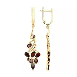 Золотые серьги с гранатом