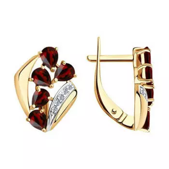 Золотые серьги с гранатом