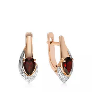 Золотые серьги с гранатом