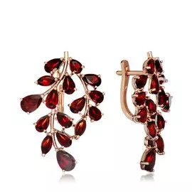 Золотые серьги с гранатом