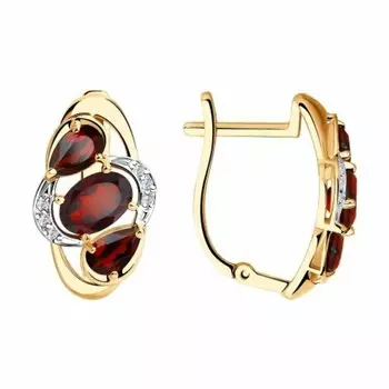Золотые серьги с гранатом