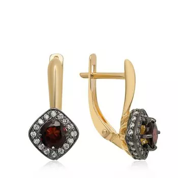 Золотые серьги с гранатом