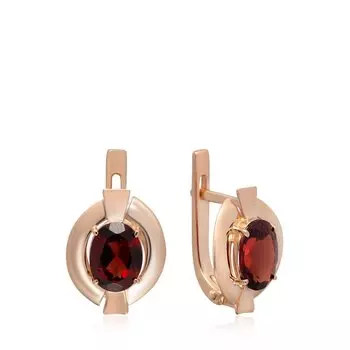 Золотые серьги с гранатом