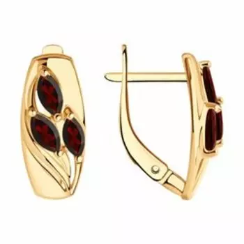 Золотые серьги с гранатом