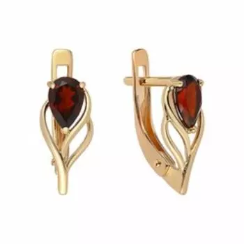 Золотые серьги с гранатом
