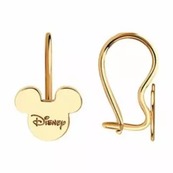 Золотые серьги с гравировкой "Микки Маус"