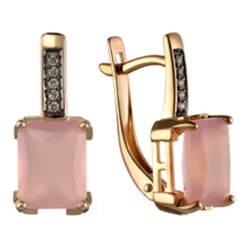 Золотые серьги с халцедонами и бриллиантами