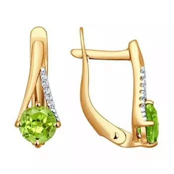 Золотые серьги с хризолитами