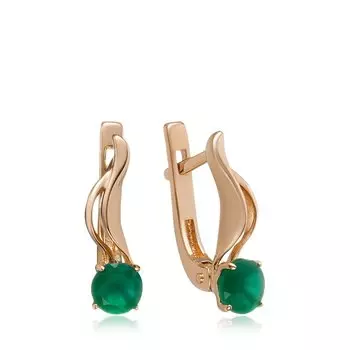 Золотые серьги с хризопразом