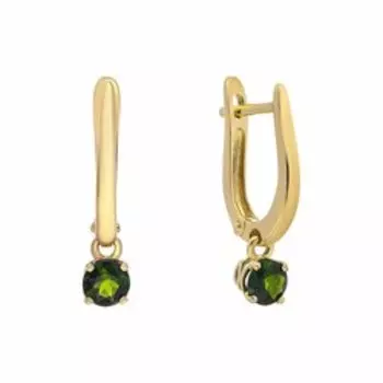 Золотые серьги с хромдиопсидами