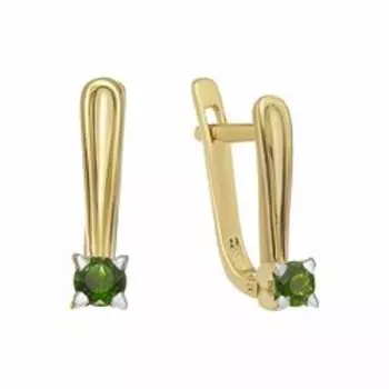 Золотые серьги с хромдиопсидами