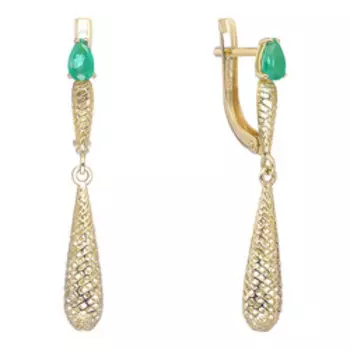 Золотые серьги с изумрудами