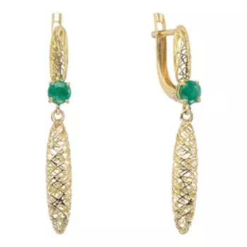 Золотые серьги с изумрудами